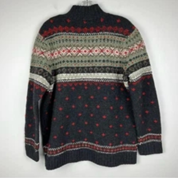 Vintage Lauren Ralph Lauren Cozy Black and Red fair isle hand knit wool Sweater - Picture 4 of 4